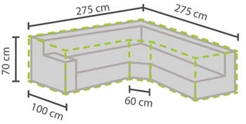 Perel Perel Schutzh&uuml;lle f&uuml;r Gartenm&ouml;bel, Grau, L-Form, 275 cm x 275 cm x 70 cm