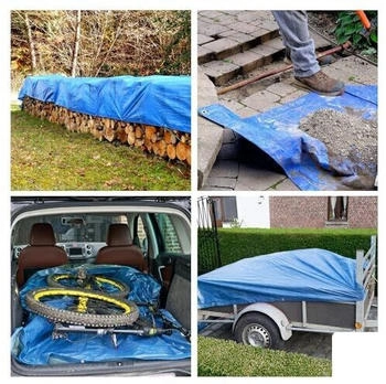 Perel Abdeckplane mit 12 &Ouml;sen 110 g/m&sup2; 2x4 m blau/gr&uuml;n (110-0204)