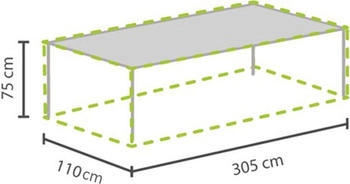 Perel Garten-Schutzhülle für Gartentische max. 300 cm 75 x 110 x 305 cm