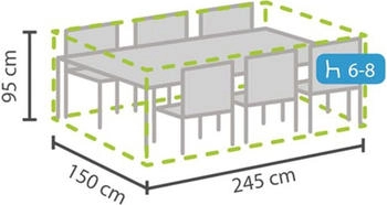 Perel Schutzhülle für rechteckige Gartenmöbel grau (OCGS-L)