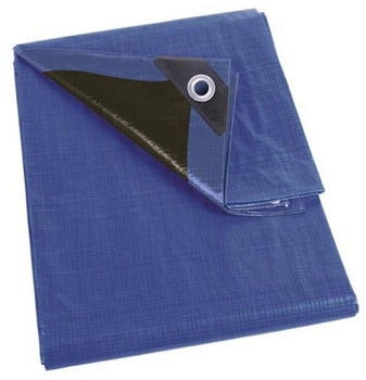 Perel Abdeckplane wasserdicht, rechteckig, blau/schwarz, 14 Ösen, verstärkte Ecken (180-0304)