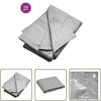 The Living Store Abdeckplane 180g/m² 4x6m Grau HDPE (TLS151488)