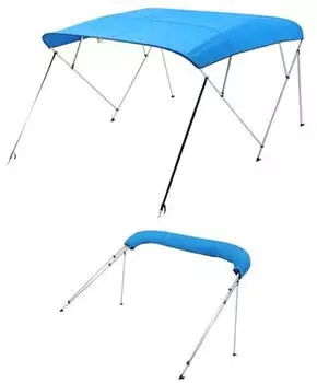 VEVOR Bimini Top 4-Bogen 600D Polyester 96"Lx(85"-90")Wx54"H Pazifikblau (4 Bow 8'L&times;54"H&times;85"-90"W)