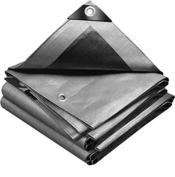Vounot Schutzplane Polyethylen 240g/m&sup2; 4x8m Wasserdicht Grau/Schwarz (6796946636823)