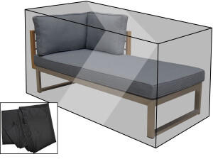 Outflexx Premium Abdeckhaube für Chaise Lounge schwarz 21652 170 x 75 x 60 cm integriertes Zugband schwarz (23416)