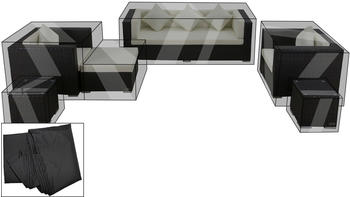 Outflexx Premium Abdeckhauben Set für Lounge theBox-A/-D 1302/ 1303/ 7174/ 16063 schwarz schwarz (13650)