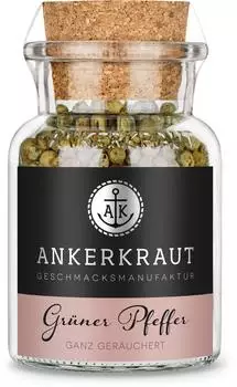 Ankerkraut Gr&uuml;ner Pfeffer ganz ger&auml;uchert, 25g im Korkenglas