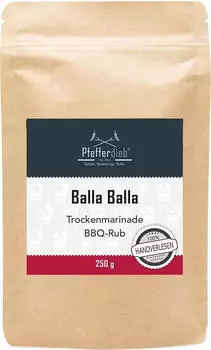 Pfefferdieb Balla Balla Premiumgrillgewürz, Trockenmarinade, BBQ Rub mediterran 250g