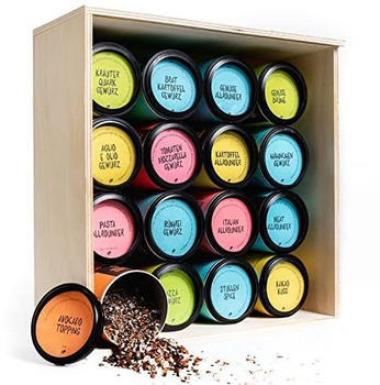 Just Spices Großes Top 16 Gewürze Set Geschenkset in schöner Holzbox