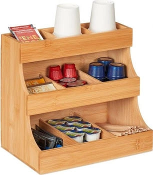 Relaxdays Kaffee Organizer, 9 Fächer, Bambus (10045695)