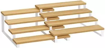 Songmics Gewürzregal 2er-Set, 4 Ebenen ausziehbar, Holzwerkstoff, Naturbeige & Wolkenweiß (KCS216N02)