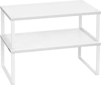 Songmics Gewürzregal 2er-Set, stapelbar, erweiterbar, Metall, weiß (KCS401W01)
