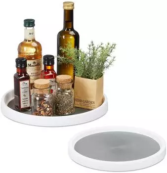 Relaxdays Drehteller K&uuml;hlschrank Organizer drehbar Kunststoff