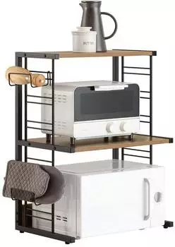 SoBuy KCR08-PF K&uuml;chenregal mit Mikrowellenhalter, 2 Ablagen, 2 Flaschenhalter, 60x72x36cm (KCR08-PF)