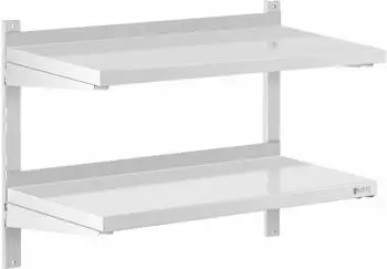 Royal Catering Wandregal 2 Ablagen Edelstahl 80x40cm 40kg (RCWR-800.4)