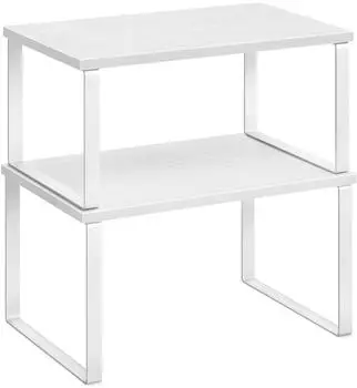 Songmics Gewürzregal Küchen-Organizer erweiterbar stapelbar, Metall/Holz, weiß (KCS02W01)