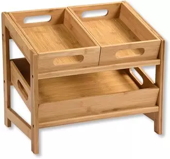 Kesper K&uuml;chen-/Aufbewahrungsregal mit 3 Tabletts, Bambus, 34,5x39,5x26cm (58851 13)