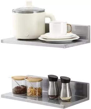 VEVOR Wandregal L-f&ouml;rmig 406x218mm Edelstahl (8.6x16 inch Stainless Steel Shelf)