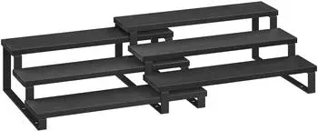 Songmics Gewürzregal 3 Ablagen ausziehbar stapelbar 2er-Set Holzwerkstoff Schwarz (KCS116B01)