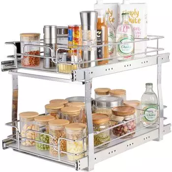 VEVOR Ausziehbares Unterschrankregal 2 Ebenen, Stahl, 355x539x383mm (2 Tier 13)