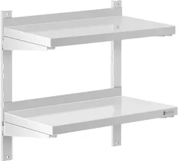 Royal Catering Wandregal 2 Ablagen, Edelstahl, 60x30cm, 40kg (RCWR-600.3)