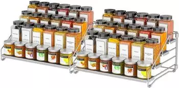 LuxusKollektion Gew&uuml;rzregal 4 Etagen, stapelbar, ohne Bohren, grau, 2er-Set