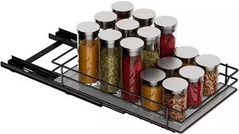 LuxusKollektion Ausziehbares Gew&uuml;rzregal Metall, K&uuml;chen-Organizer (26,4x17,2x5,6cm)
