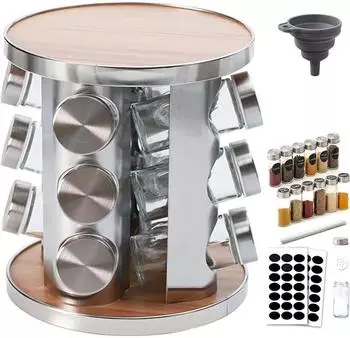 LuxusKollektion Gewürzkarussell 360° drehbar, 12 Gewürzgläser, Edelstahl