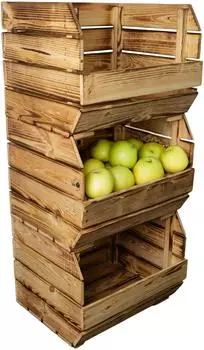 Kistenkolli Altes Land Küchenregal Olaf 3er Set, Holz geflammt, 40x33x30cm