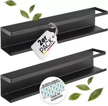LuxusKollektion Gewürzregal 2er Set, schwarzes Metall, für Gewürzgläser