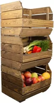 Kistenkolli Altes Land Küchenregal Olaf 3er Set, Holz, palisander, 40x33x30cm