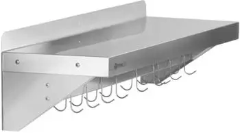 Mahlzeit Wandregal klappbar mit Hakenleiste, Edelstahl, 90x30cm