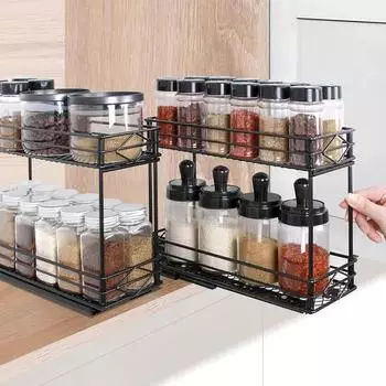 LuxusKollektion Gewürzregal ausziehbar, 2 Etagen, 2er-Set, 11cm breit