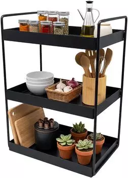 Relaxdays Gew&uuml;rzregal K&uuml;chen-Organizer, Metall, schwarz, 26x44x18cm