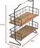 en.casa Sallingsund Tischregal 2 Ablageflächen, Metall/MDF, schwarz/Holzoptik (32x41,5x15cm)
