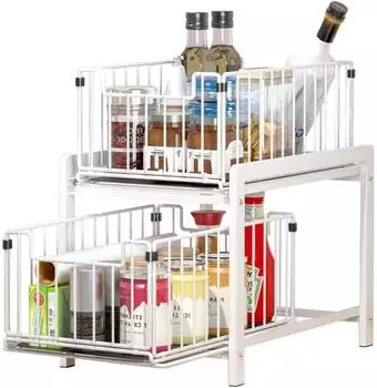 LuxusKollektion Küchenregal mit 2 Korb-Auszügen, 2 Ebenen, rostfreier Stahl