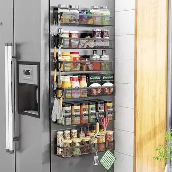 LuxusKollektion Magnetisches Gewürzregal für Kühlschrank, 6er-Set, 12 Haken