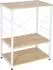 Woltu Küchenregal Mikrowellenhalter Holz/Stahl 3 Ablagen 60x40x82cm weiß/helle Eiche (RGB9309hei)