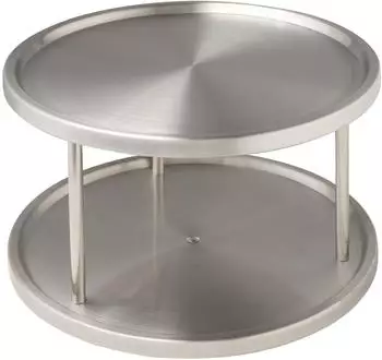 Wenko Schrankrondell Duo 2 drehbare Ablageflächen, Edelstahl, silber (2335100)