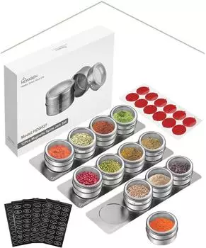 LuxusKollektion Magnetische Gewürzdosen-Set, Edelstahl, 12-tlg., 100ml