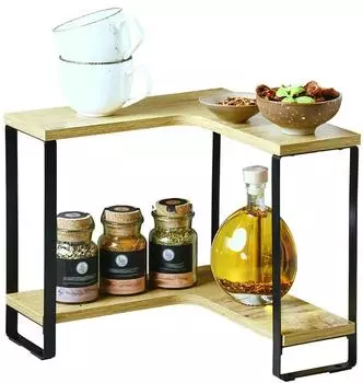Kesper Eck-Küchenregal MDF Eichendekor, Metall schwarz (27832)