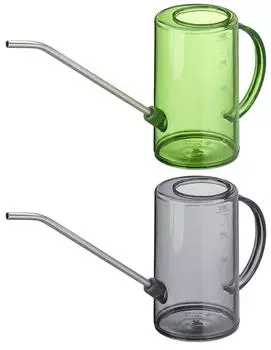 Relaxdays Blumengießkanne Set 1L, grau/grün, für Zimmerpflanzen