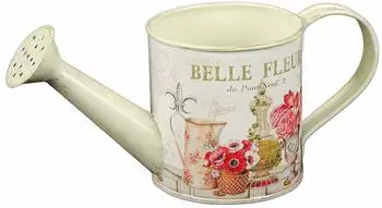 Ambiente Haus Fleur Gießkanne klein, Metall, antik/cremefarben (74513)