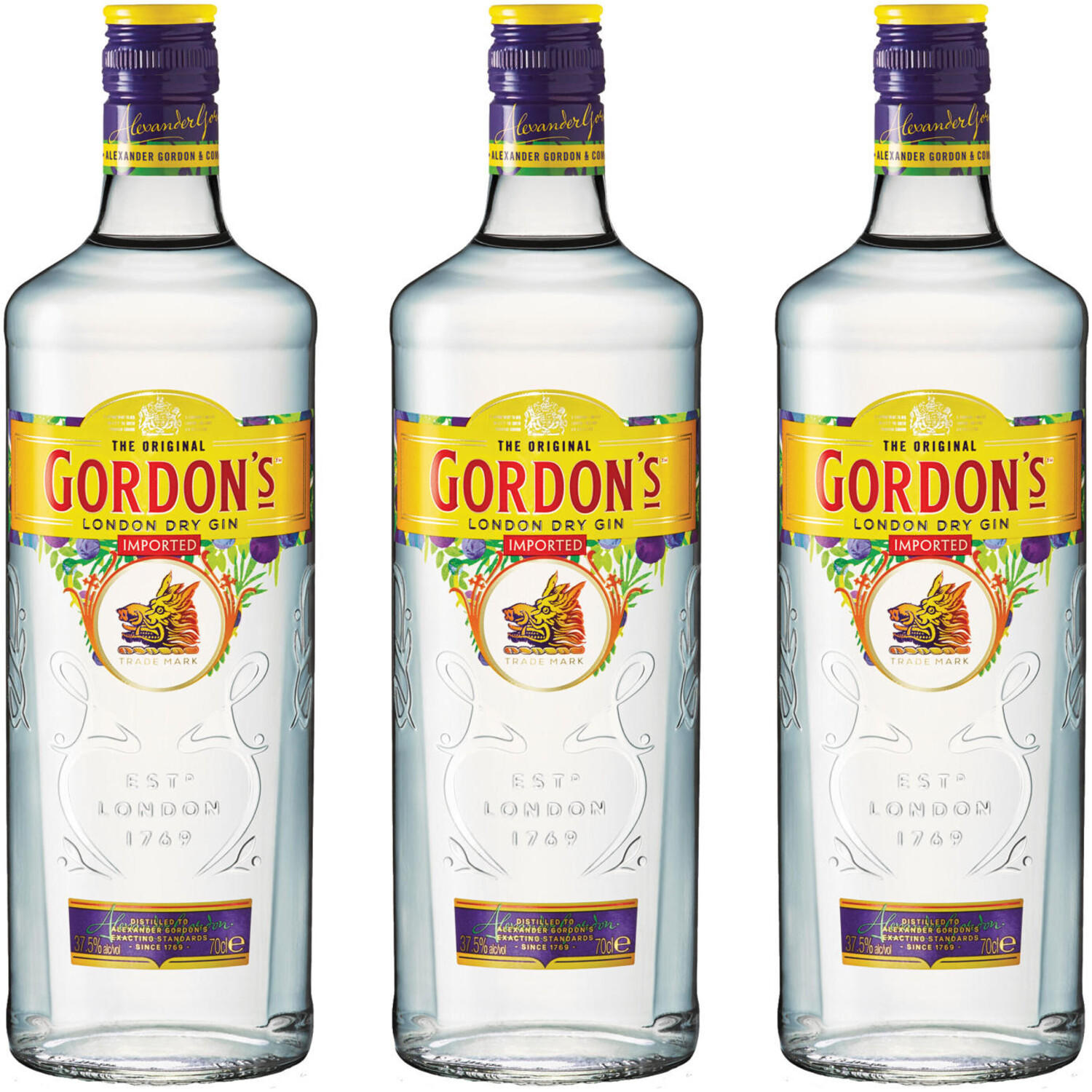 Gordon's London Dry Gin Alkohol, 3er ( 0,7 l) New Design, 37,5% 721484 Test  TOP Angebote ab 10,95 € (Oktober 2023)