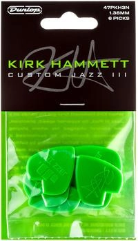 Dunlop Kirk Hammett Jazz III Custom V-Shape Plektrum 6 Stück Grün 1.38 mm (47PKH3N)