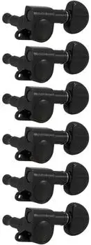 Grover Grover 205BC6 Mini Rotomatics with Round Button Guitar Machine Heads 6-in-Line Bass Side (Left) - Black Chrome