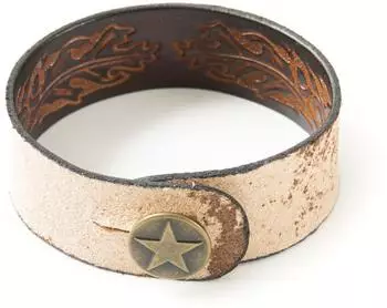Fame Straplink Brown Embossed Flower