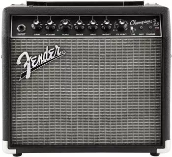 Fender Champion II 25, Combo Guitar Amp, 25W, Suitable for Electric Guitar, More Power, Upgraded Effects and Amp Models, Black/Silver