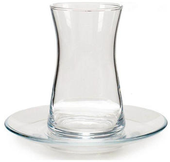 Pasabahce Heybeli Teeglas Set 12 Teilig mit Untertassen