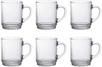 Duralex Versailles Glass Coffee Mugs - 260Ml Cups For Tea Hot Drinks - Clear - Pack Of 6